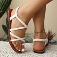 thumbnail image 5 of Summer Sandals for Women Footbed Solid Color Open Toe Slip-On Comfortable Elastic Strap Flat Slippers Sandals for Women Beach Vacation Holiday Vintage Fashion, 5 of 10