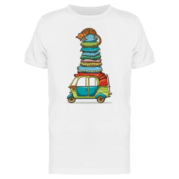 Cat Sleeping On Pillow Rickshaw Tee Men's -Image by Shutterstock