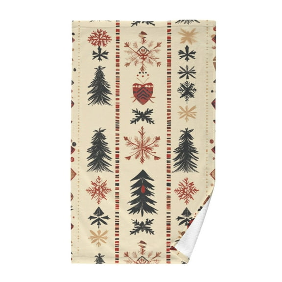 Christmas Vintage Ethnic Vertical Stripes Pure Cotton Bath Towel Hand Towel 1 Piece for Pool Beach Gym 16" x 28"