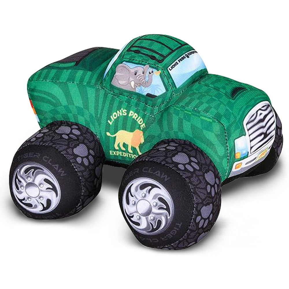 Gold Toy Plush Monster Truck Safari Design - 8 Inch Big Stuffed Monster Truck - Cool Animal