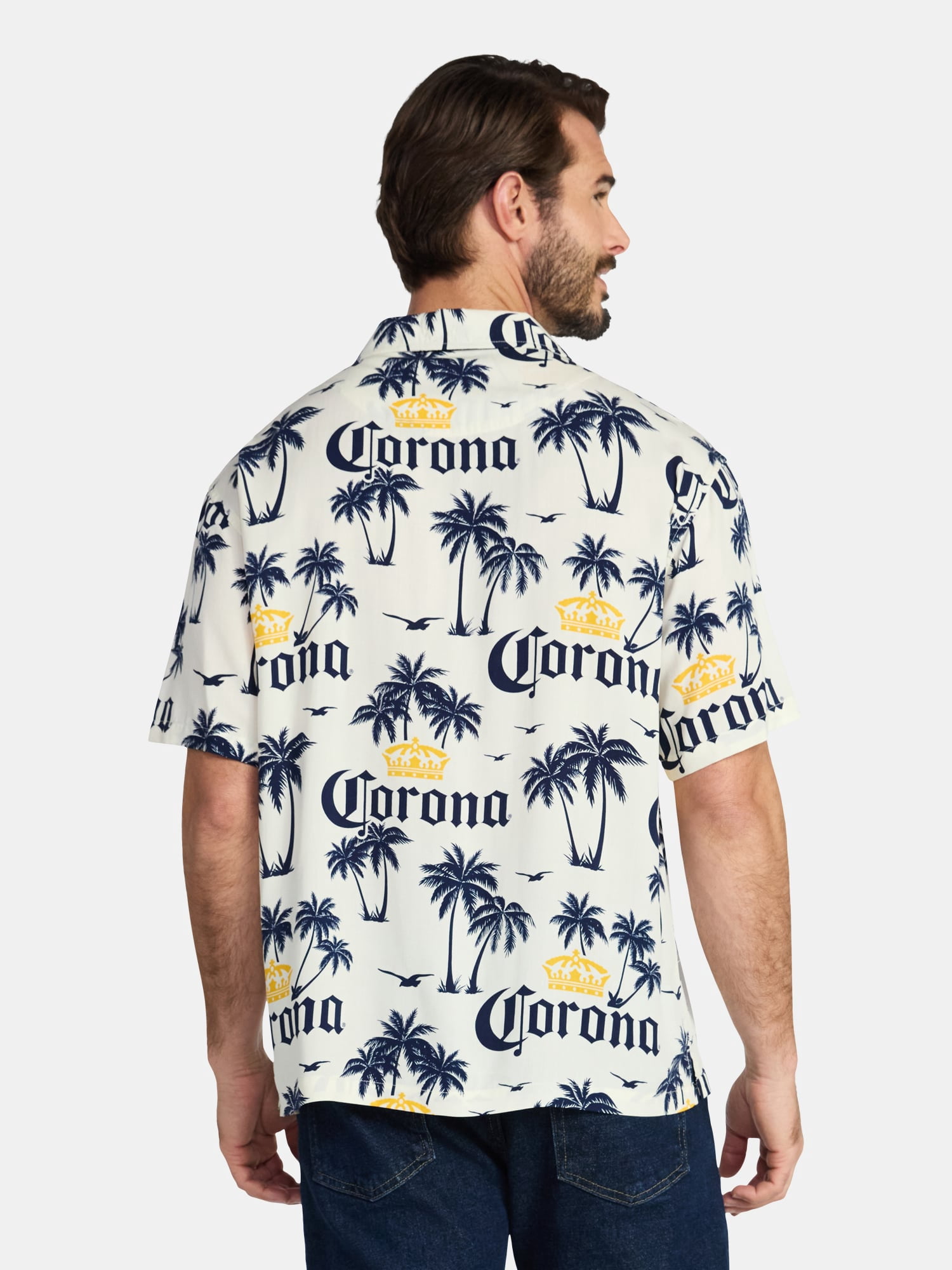Corona Men's and Big Men's Graphic Woven Resort Shirt, Sizes XS-5XL