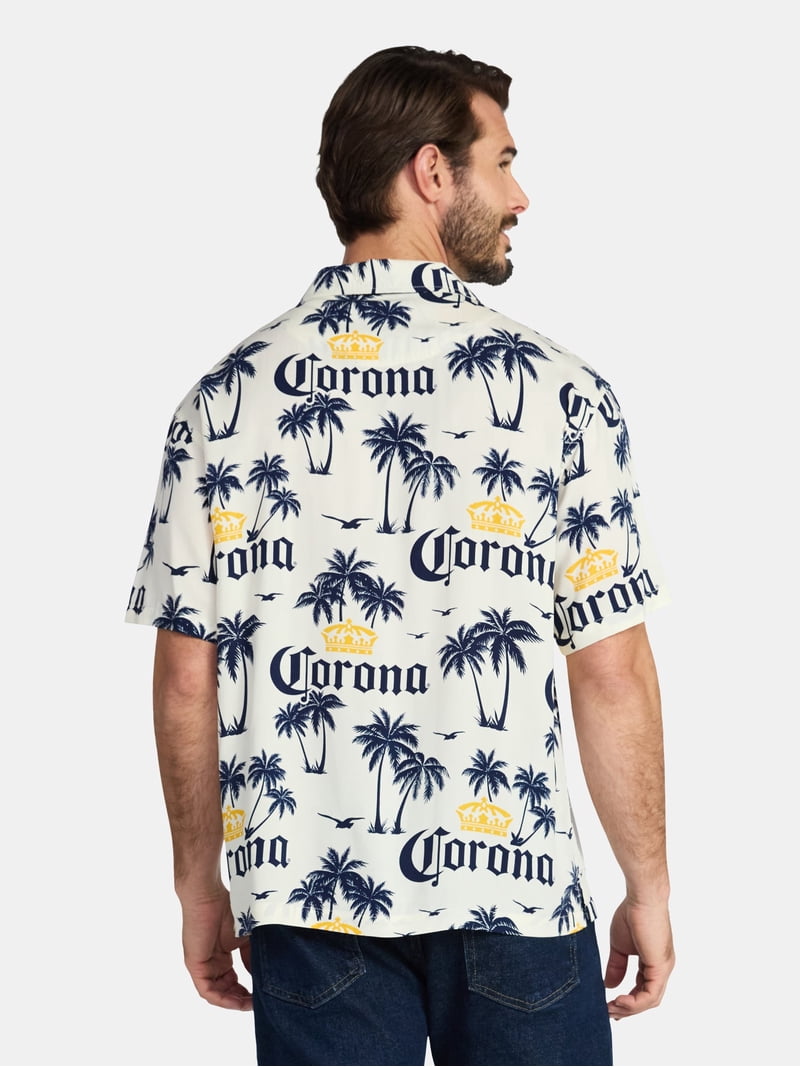 Corona Men's and Big Men's Graphic Woven Resort Shirt, Sizes XS