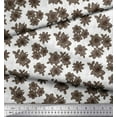 thumbnail image 3 of Soimoi Brown Cotton Poplin Fabric Leaves & Daffodil Floral Print Fabric by Yard 42 Inch Wide, 3 of 3