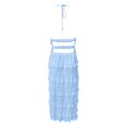 thumbnail image 5 of MDUKONU Womens Skirt Suit Short Skirt Set with Backless Lace Crop Top and Long Skirt for Beach Club Dress Blue S, 5 of 5