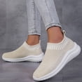 thumbnail image 3 of Womens Lightweight Knit Slip On Sneakers Breathable Non Slip Running Shoes Comfortable Mesh Non Slip Casual Walking Shoe Beige Size 8, 3 of 7