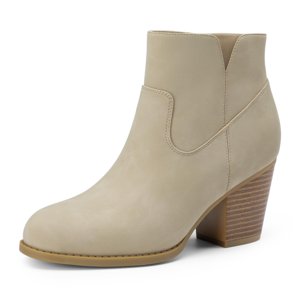 Athlefit Women s Ankle Boots High Heel Short Booties with Side Zipper