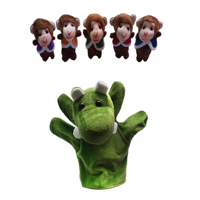 Exquisita Marioneta De Dedo De Felpa Cinco Pequeños Monos Que Se Balancean En Un Juego De Marionetas De Dedo De Árbol seitruly FN004003-00