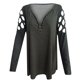 thumbnail image 4 of Camiseta de manga larga con cuello en V para mujer a la moda, blusa sólida de otoño, Tops con cremallera Fridja  hj4406, 4 of 5
