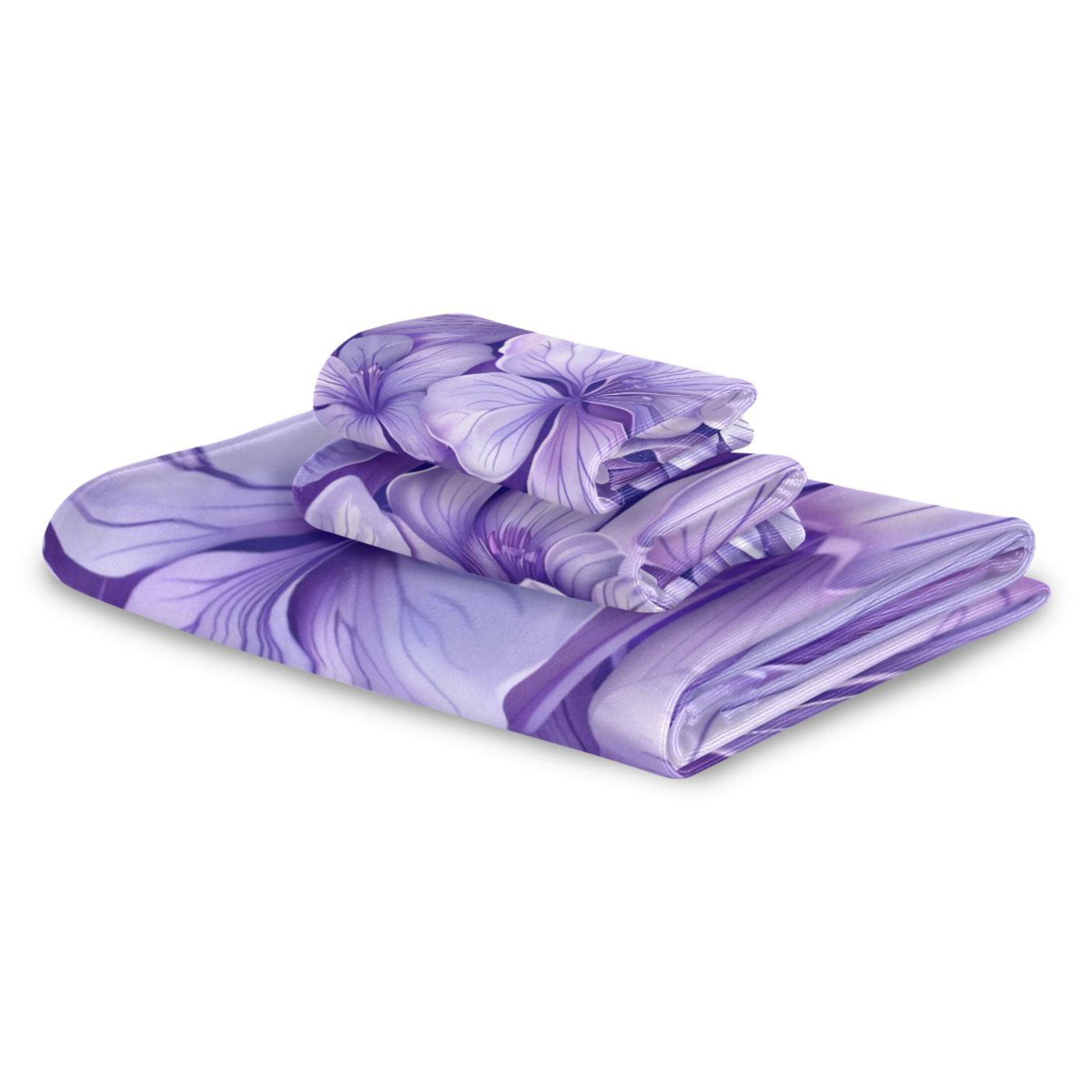 Three-Piece Towel Set Face Towel Towel Set Hand Towel Bath Towel Cotton Bath Towels Bath Towel Sets Hand Bath Towels Light Purple Flowers