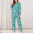 thumbnail image 2 of Honeii Cartoon Monster Truck print Women's Pajama Sets Long Sleeve Button Down Sleepwear Nightwear Soft Pjs Lounge Sets-Large, 2 of 7