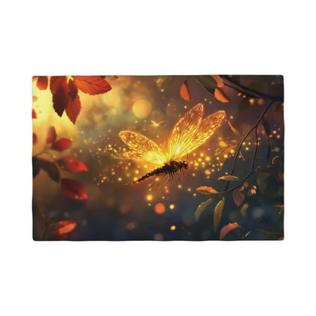 

Placemats Set of 4 Autumn glowing dragonfly Place mats for Dining Table Indoor/Outdoor Cute Heat Resistant Washable Table Mats(18 x 12 )