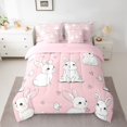 thumbnail image 2 of jejeloiu Cute Animal Rabbit 7 Pieces Bedding Comforter Set,Kawaii Loves Birds Full Bedding Set,White Pink Fitted Sheet Flat Sheet For Girl,Microfiber Bedroom Decor Reversible, 2 of 8