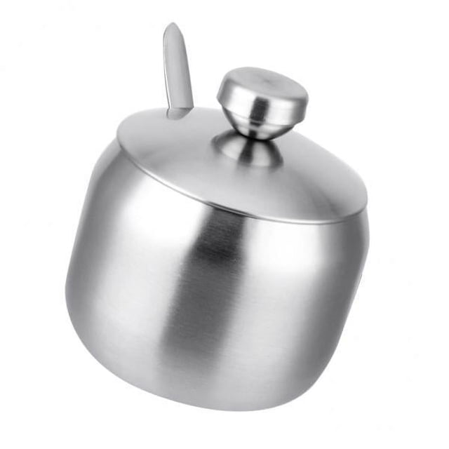 2x Juego de Condimentos de Acero Inoxidable, Recipientes para Condimentos con Tapas, Cucharas para Servir, 8,5 Cm de Diámetro 2 piezas