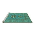 thumbnail image 2 of Ahgly Company Machine Washable Indoor Round Oriental Turquoise Blue Industrial Area Rugs, 3' Round, 2 of 4