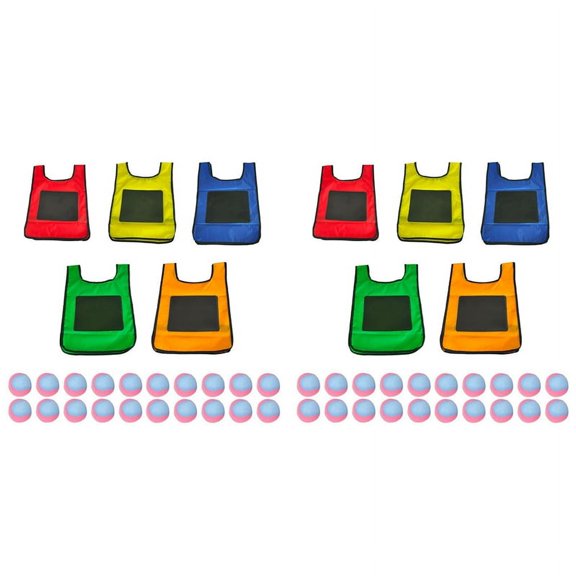 Eludeball Game Set 10Pcs Kids Eludeball Tag Sticky Vests with 40 Sport Elude Balls for Indoor Outdoor Playground Games S