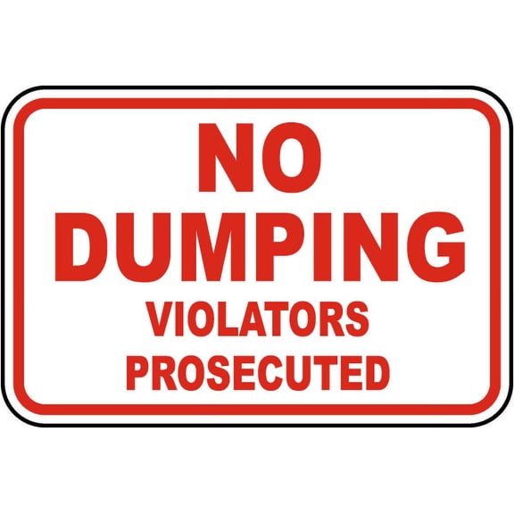 Traffic & Warehouse Signs - Violators Prosecuted No Dumping Sign - Weather Approved Aluminum Street Sign, 0.04 Thickness - 10" X 7"