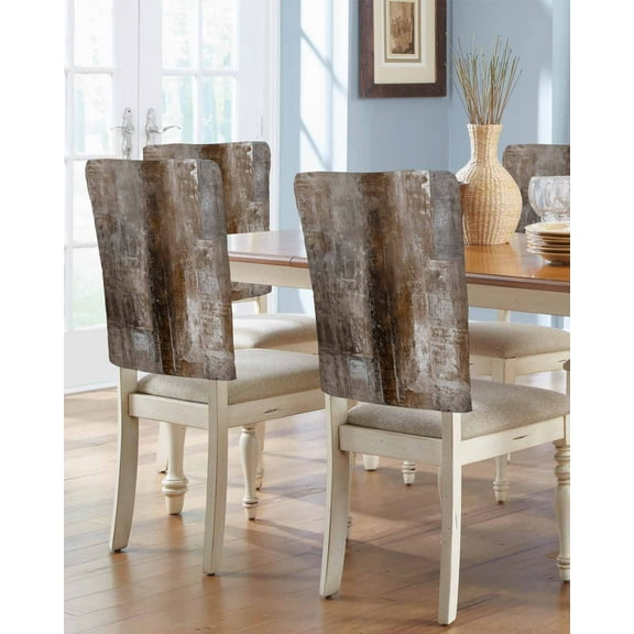 nqOlkjepod Brown Chair Covers Set of 6, Decorative Chair Back Cover, Retro Oil Painting Modern Abstract Art Aesthetics Dining Room Chair Slipcovers Removable Chair Protectors Covers for Party Banquet