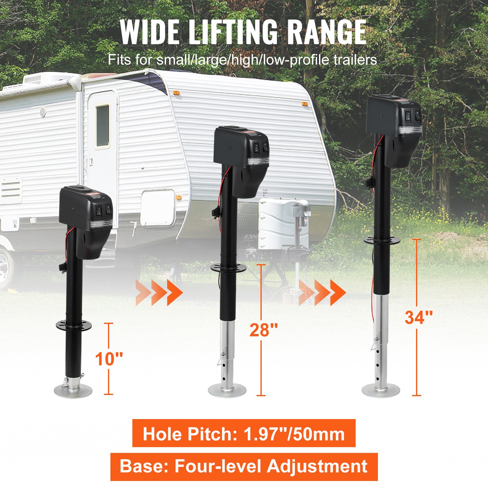 VEVOR Electric Trailer Jack, 4000 lbs Capacity, Adjustable Power Tongue Jack with Waterproof Cover