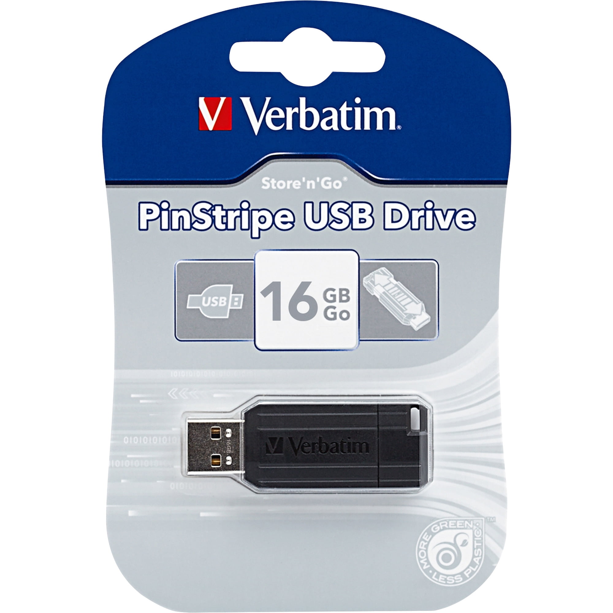 Verbatim 16GB Pinstripe USB Flash Drive - Black 16GB - Black - 1pk