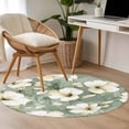 thumbnail image 4 of Round Rugs 4Ft, Spring Floral Round Area Rug Washable Indoor Throw Carpet, Sage Green Flowers Summer Botanical Soft Non Slip Circle Rug for Kitchen Nursery Room Home Decor Aesthetic, 4 of 8