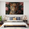 thumbnail image 4 of Mudket Framed Leopard with Pearl Necklace and Flowers Canvas Wall Art, Elegant Leopard Print Wall Decor, Vintage Animal Wall Art Ready to Hang - 12"L x 8"W, 4 of 10