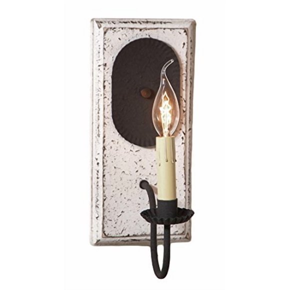 Irvin's Tinware Wilcrest Vintage White Primitive Country Wood Sconce E12 Light
