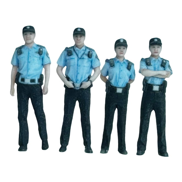 HILABEE 4 Pieces Mini Community Police Officer Figure Resin People in Uniform Figure 28mm