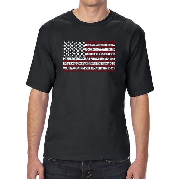 Men's Tall and Long Word Art T-shirt - 50 States USA Flag