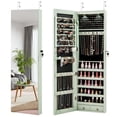 thumbnail image 3 of Barara King Jewelry Organizer,Jewelry Armoire,Wall and Door Mounted Mirrored Jewelry Cabinet with Lights-Green, 3 of 10