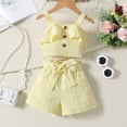 thumbnail image 4 of LUOGENLI Girls Summer Outfits Size 12-14 Toddler Girl's Ribbed Knit Button Front Camisole Crop Tops and Track Shorts 2 Sets Summer Outfit Toddler and Girls Matching 4th of July Outfits 3-4 Years, 4 of 4