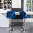 thumbnail image 3 of Roundhill Furniture Breni Velvet Diamond Tufted Swivel Adjustable Height Barstool, Set of 2, Blue, Chrome Finish, 3 of 12