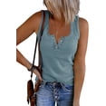 thumbnail image 3 of Womens V Neck Tank Tops Summer Ribbed Sleeveless Henley Shirts Casual Loose Button Up Cami Knit Tees, 3 of 4