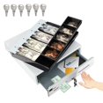 thumbnail image 4 of HK SYSTEMS Tiroir-Caisse Compact Robuste Blanc à Ouverture Manuelle par Pression de 13\ avec 4 Billets /5 Pcs, devant en Acier Inoxydable", 4 of 4