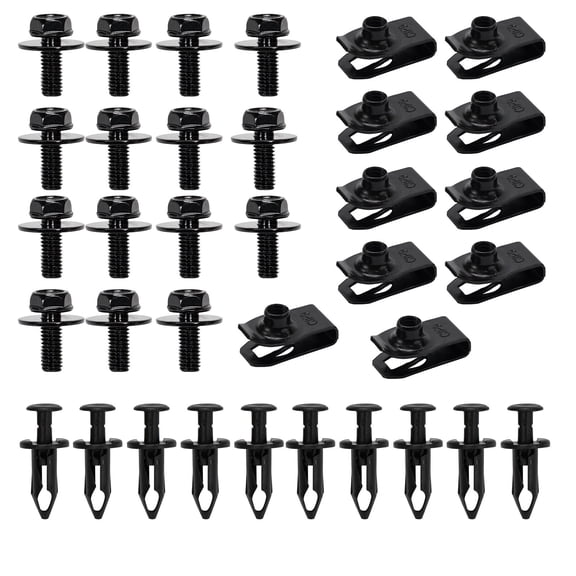 Guriches 35 PCS M6 Bolts U‑nut Clips Fastener Kit For Dodge, Engine Under Cover Splash Shield Hardware