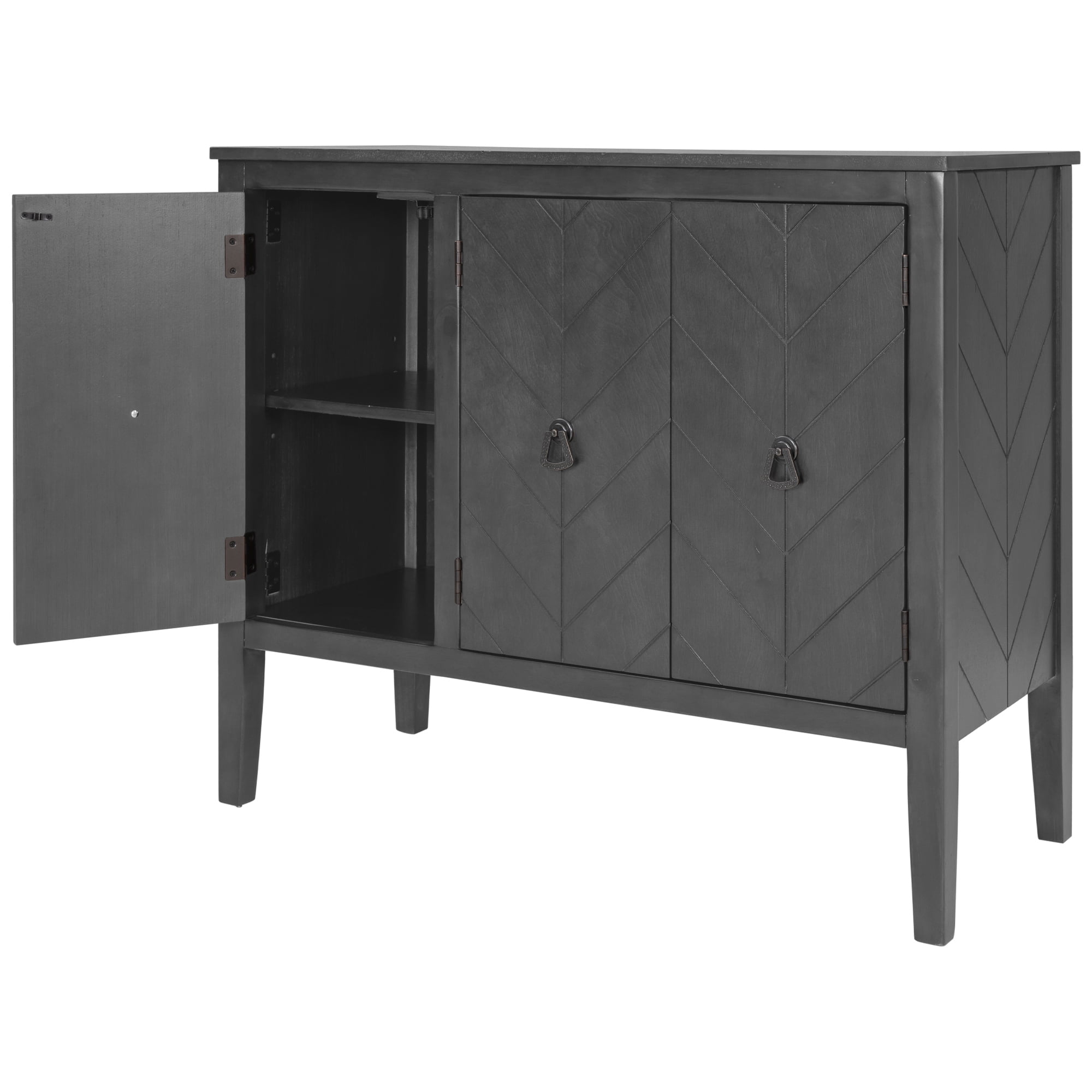 Harper & Bright Designs Wooden Accent Storage Cabinet, Console Table with Adjustable Shelf and 3 Antique Doors, Modern Sideboard Buffet Storage Cabinet for Entryway, Living Room, Bedroom, Gray