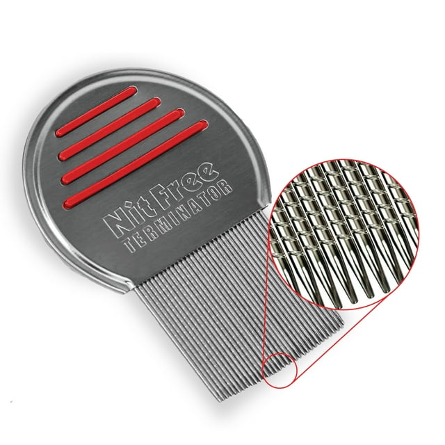 Nit Free Terminator Lice Comb, Professional Stainless Steel Comb for Head Lice Treatment, Pack of 6