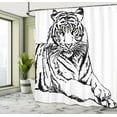 thumbnail image 5 of Ambesonne Savannah Shower Curtain, Sketch of Tiger African, 69"Wx84"L, White Black, 5 of 5