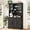 black, variant on Tall Kitchen Pantry Cabinet with Hutch and Glass Doors, 70.9'' Storage, Built-in Charging Station, - Elegant Brown