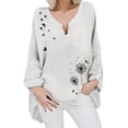 thumbnail image 1 of Gibobby Blusas Elegantes Para Mujer Camisa suelta de talla grande con estampado largo más blusa floral con cuello en V Blusa de mujer de manga superior para mujer（Blanco， M), 1 of 3