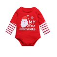 thumbnail image 6 of eczipvz My 1st Christmas Outfits Christmas Baby Boy Outfit Baby Boy Clothes Infant Romper Red Striped Pants Hat 3Pcs, 6 of 7