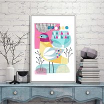 IDEA4WALL Framed Bird Illustration Wall Art Canvas Prints Painting Animal Pictures for Home Decor, 16"x24"
