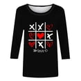 thumbnail image 4 of Tops de Cuello Redondo para las Mujeres Moda Impresa 3/4 Mangas Blusa Casual Top, Estante de Imitación, 4 of 5