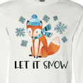 thumbnail image 4 of Inktastic Let It Snow Cute Orange Fox in Hat and Scarf Long Sleeve T-Shirt, 4 of 5