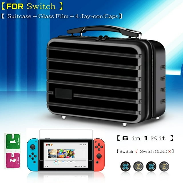 Compatible avec Nintendo Switch Étui de Voyage OLED Kit d'Accessoires 6-en-1 avec Protecteur d'Écran et Sac de Rangement Portable