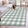 thumbnail image 2 of Green Farmhouse Large Area Rugs for Bedroom Living Room, Soft Non Slip Carpet Bedside Rug, Buffalo Plaid Check Lattice White Grid Rectangle Floor Cover Kitchen Accent Rug 4'x6' for Dining Room/Office, 2 of 9