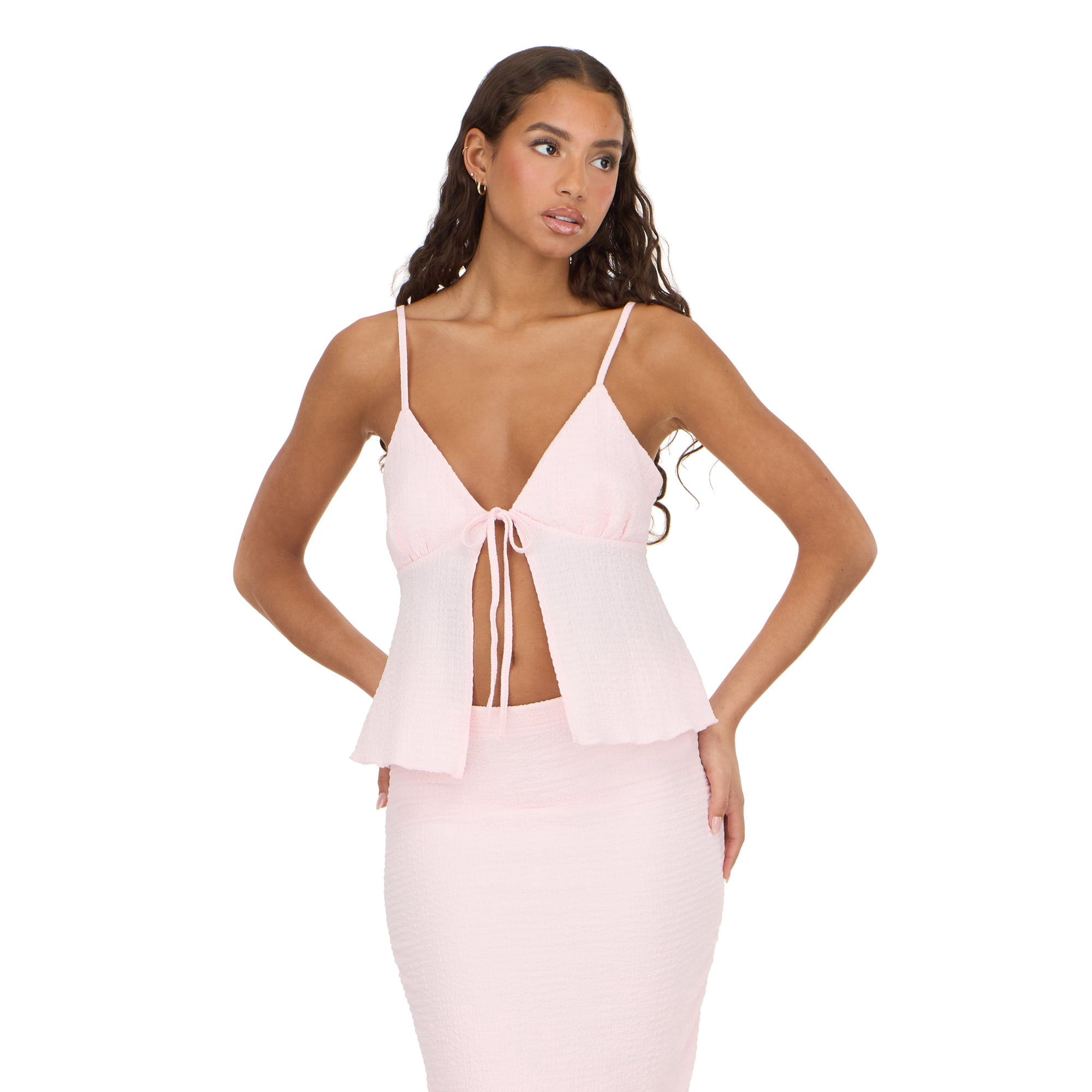 Forever 21 Women's Tank Top with Tie Front and Maxi Skirt Set