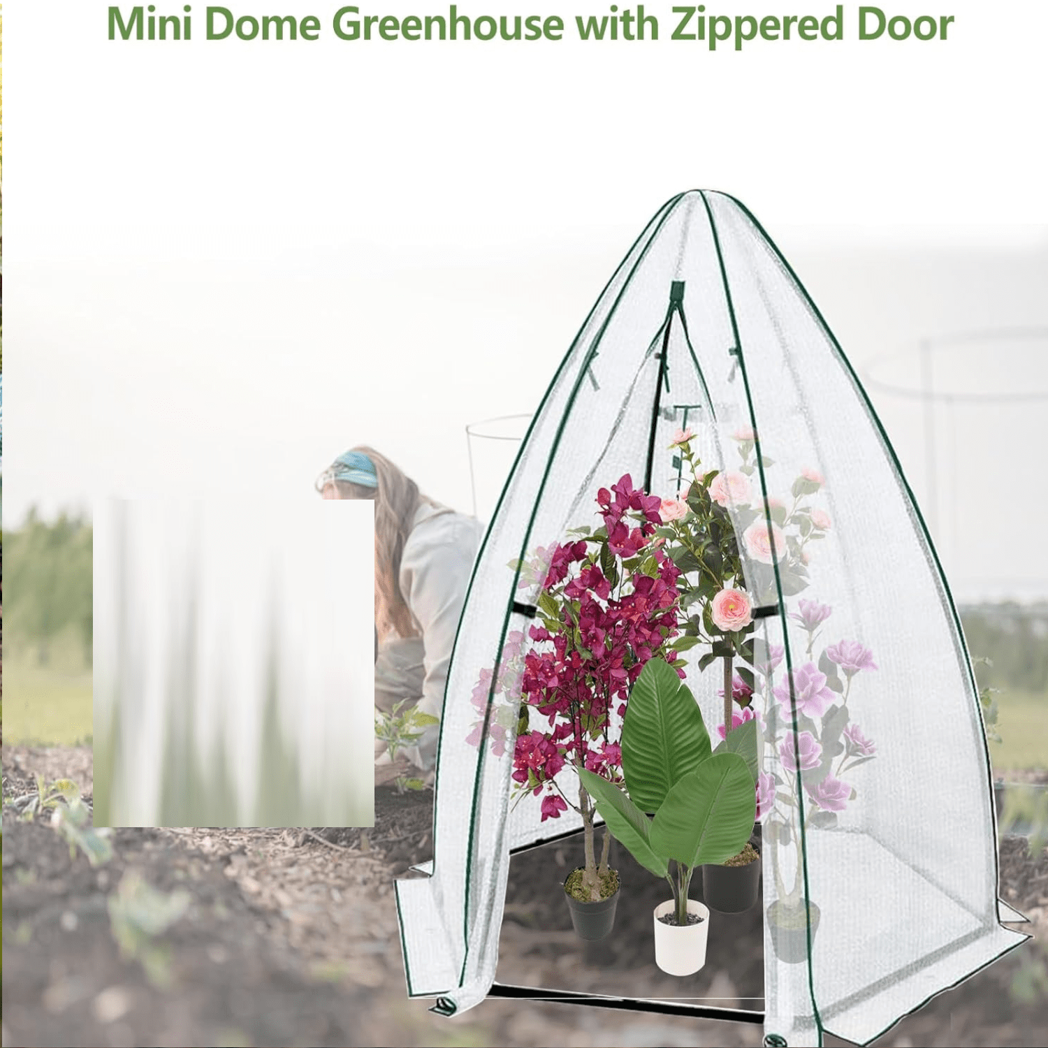 54"x54"x71" Greenhouse for Outdoors - Heavy Duty Plant House with PE Cover, Zippered Door & Mesh Windows for Vegetables, Flowers, Herbs