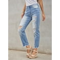 Asyoly Women High Waisted Destroyed Jeans Raw Hem Distressed Ripped