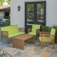 thumbnail image 3 of GDF Studio Navan Outdoor Acacia Wood 4 Seater Chat Set with Cushion, Light Green and Brown, 3 of 6