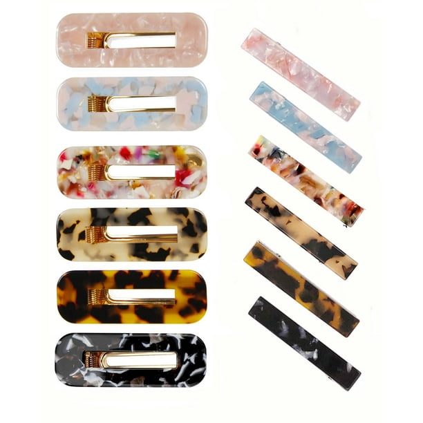 SINNKY 12PCS Pinzas para el cabello de resina acrílica Pinzas para el cabello de cocodrilo geométricas Pasadores grandes antideslizantes para mujeres Accesorios para el cabello
